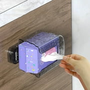 Blateno Vacuum Suction Cup Wall Mounted Storage Box For Household Bathroom Bathroom Face Wash Transparent Luxurious And Good-end Wet Wipes
